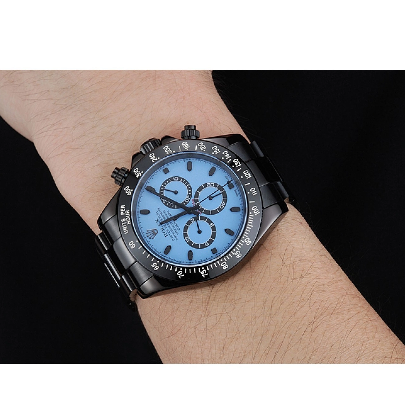 Rolex aaa copy Steel Rolex Daytona And 1454250 Black Blue Black Case Dial Cosmograph Stainless Bracelet And 0725